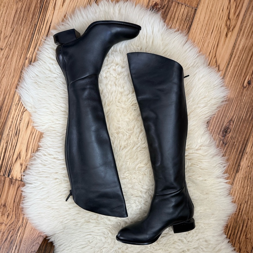 Alexander Wang Sigrid Elegant Black Leather Knee-High Boots Size 36